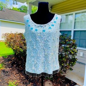 Vintage Sequin, Beads, and Pearl Top